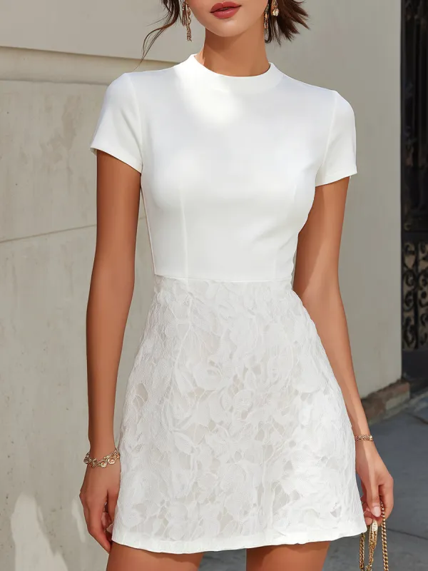 Minimalist Fitted Top And Lace Mini Skirt Dress made by Mooyius