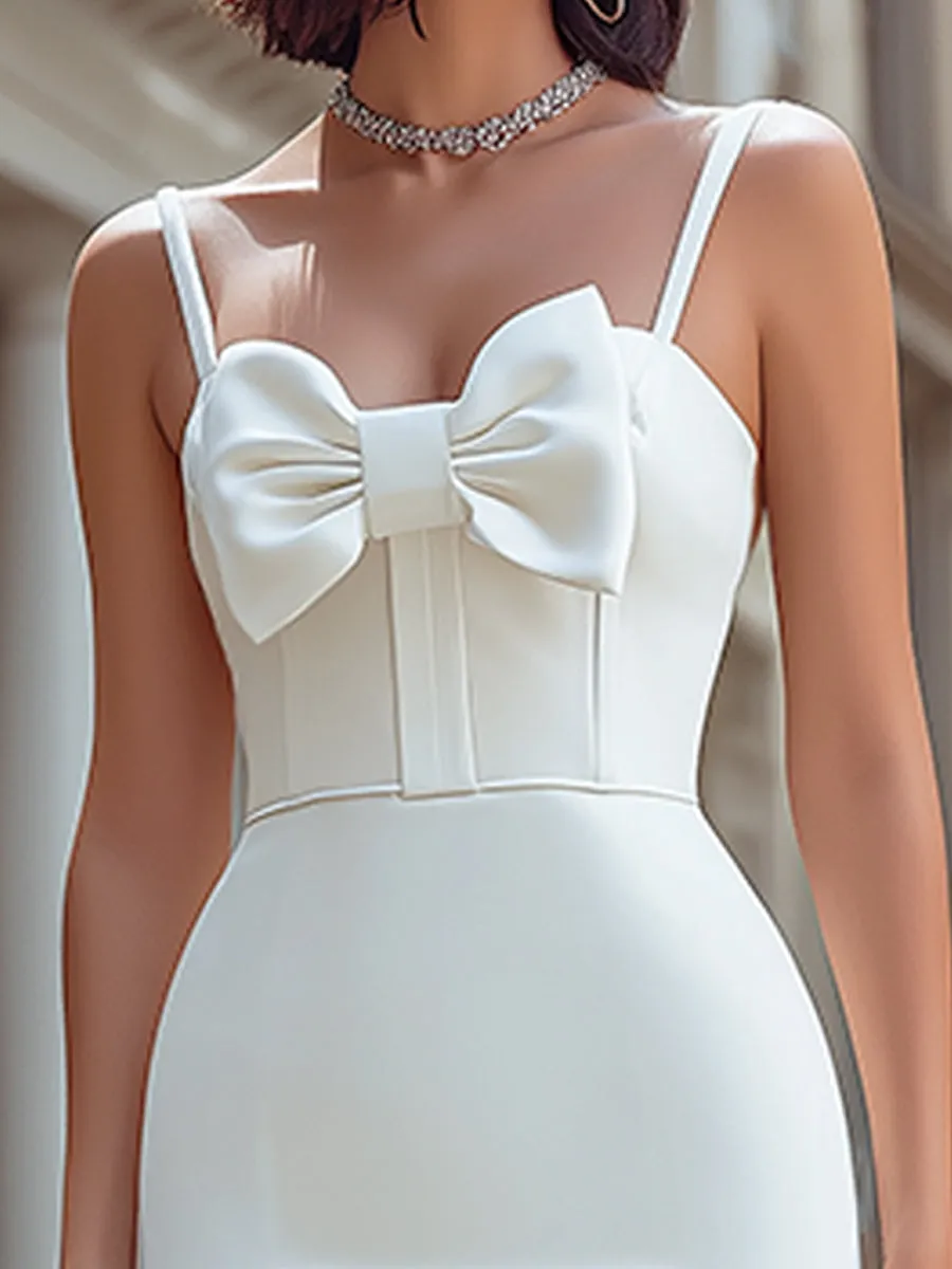 Sweetheart Neck Bow Detail Spaghetti Strap Bodycon Midi Dress sold by Mooyius product image thumbnail 2