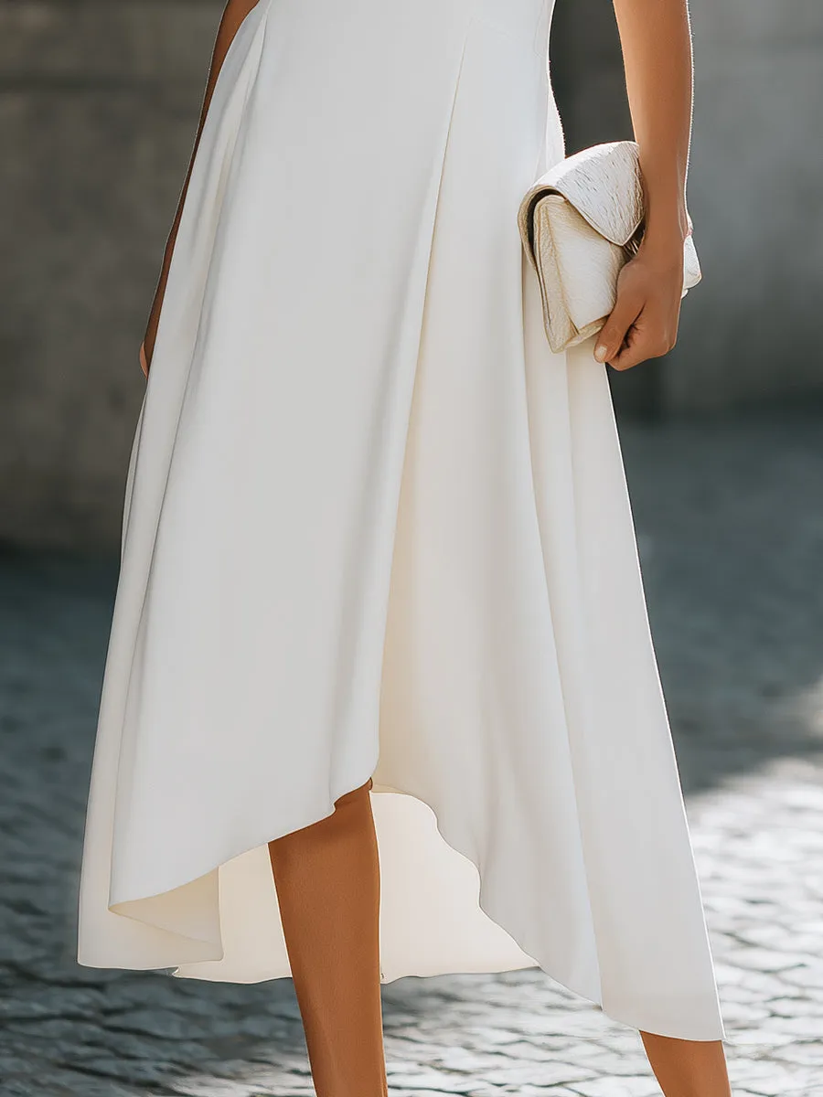Sleeveless High-Low A-Line Dress With Clean Tailored Panels sold by Mooyius product image thumbnail 4