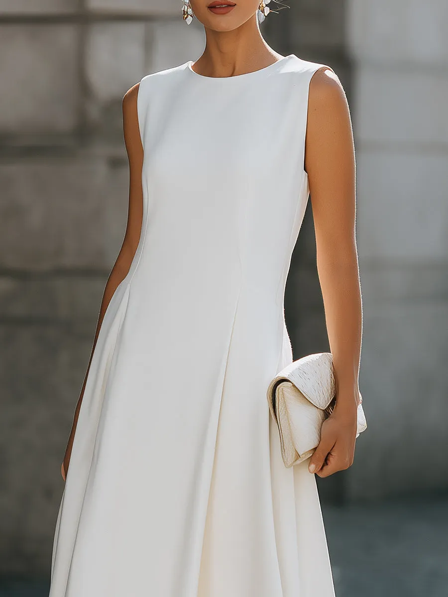 Sleeveless High-Low A-Line Dress With Clean Tailored Panels sold by Mooyius product image thumbnail 3