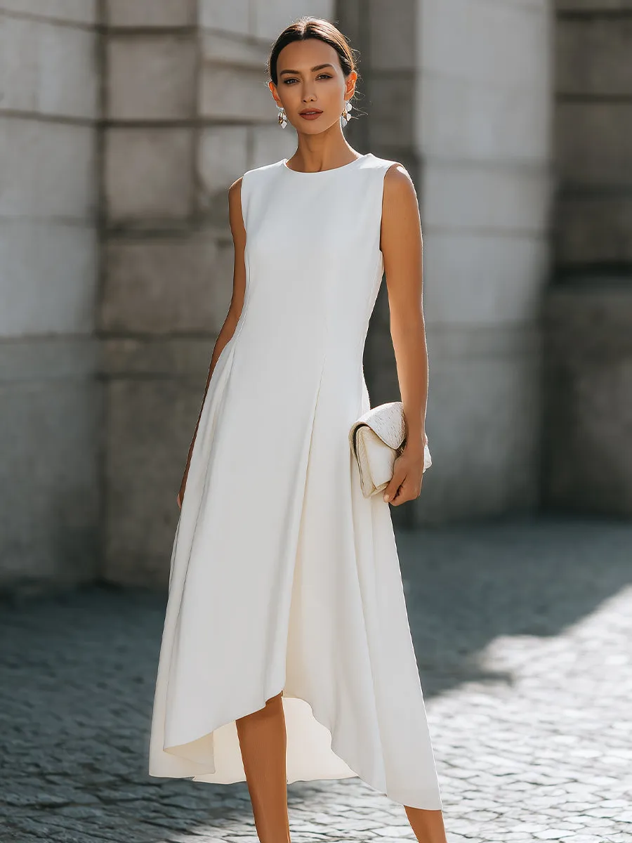 Sleeveless High-Low A-Line Dress With Clean Tailored Panels sold by Mooyius product image thumbnail 2