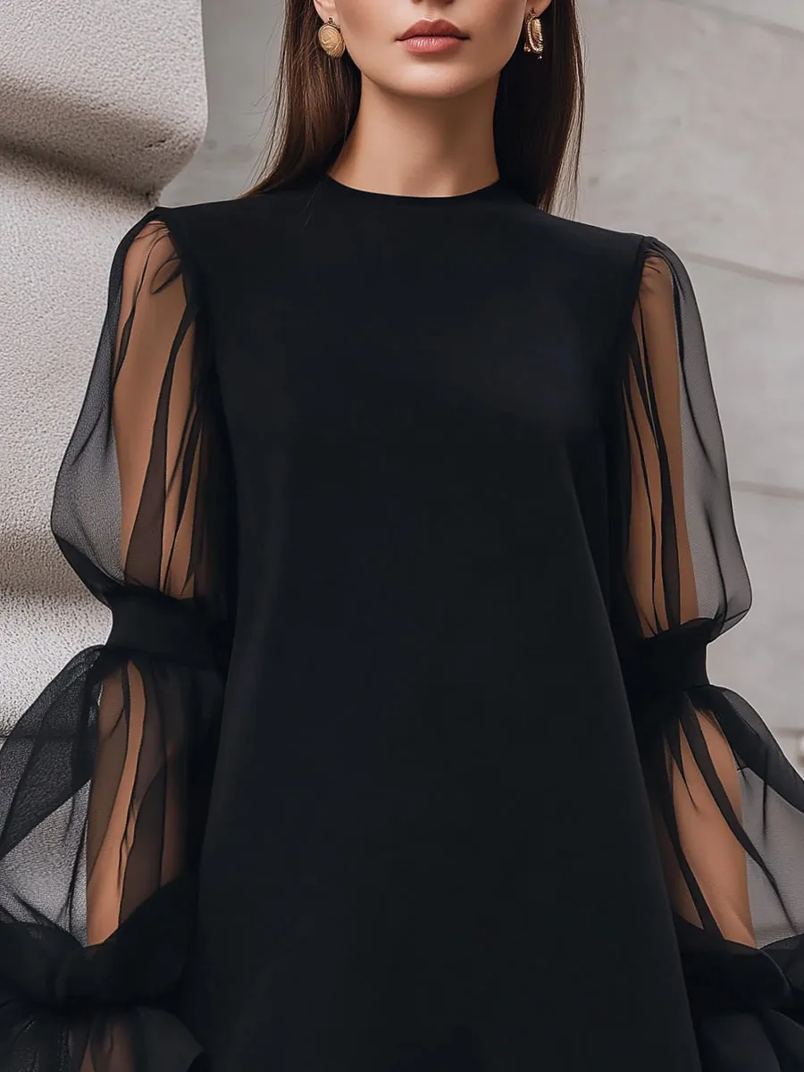 Sheer Lantern Sleeve A-Line Mini Dress sold by Mooyius product image thumbnail 2