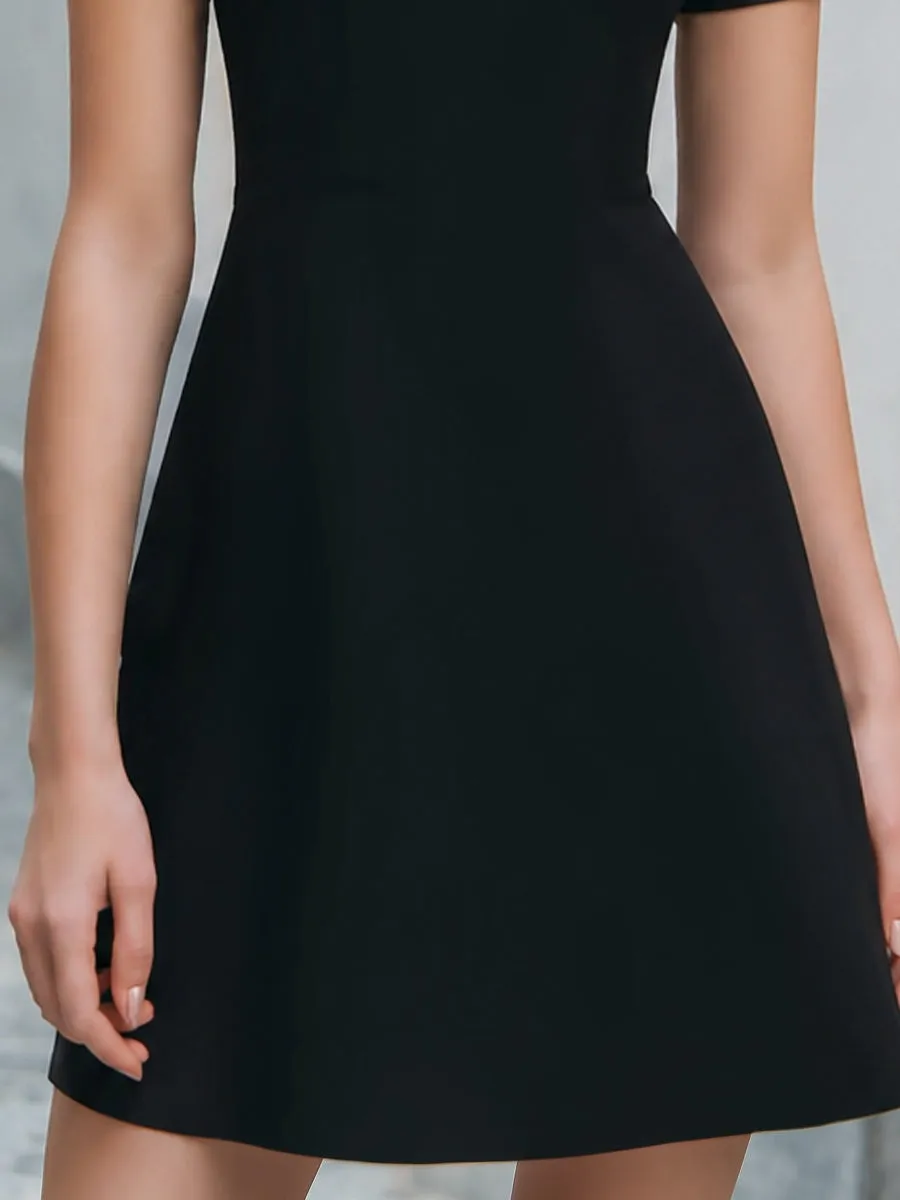 Sheer Sleeve Minimalist A-Line Mini Dress sold by Mooyius product image thumbnail 3