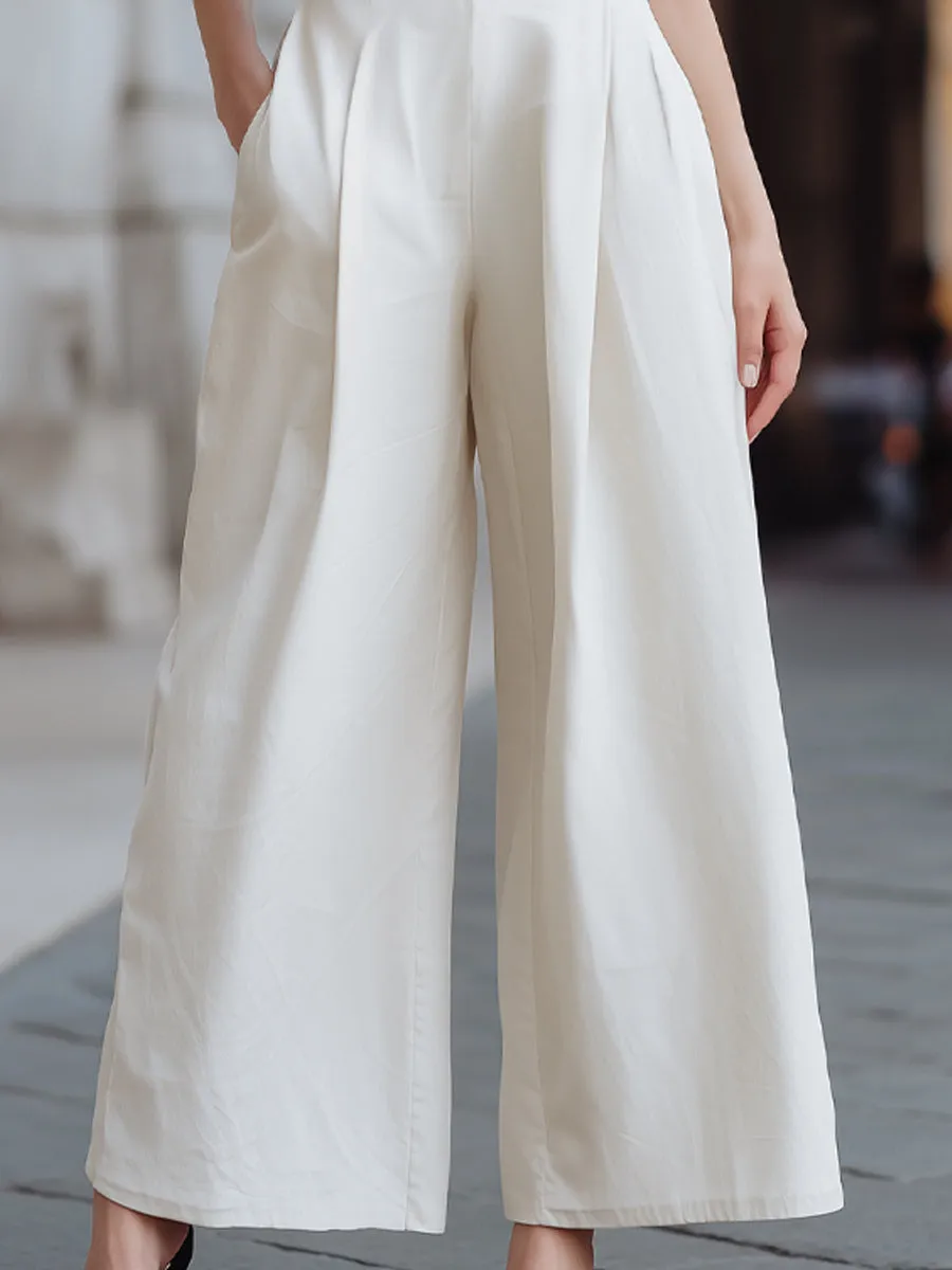 Sleeveless Wrap-Neck Wide-Leg Jumpsuit sold by Mooyius product image thumbnail 3