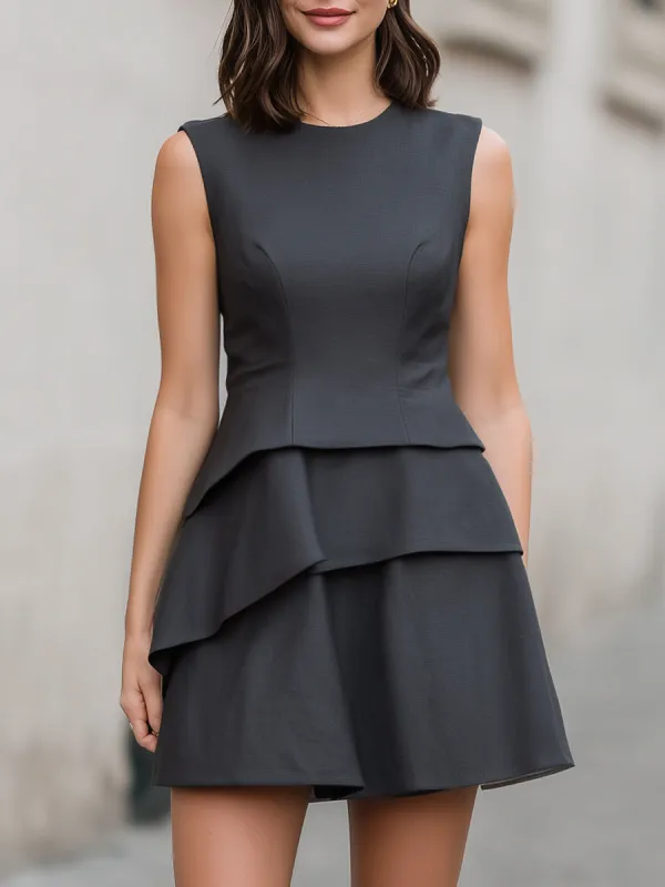 Layered Peplum Sleeveless Mini Dress made by Mooyius