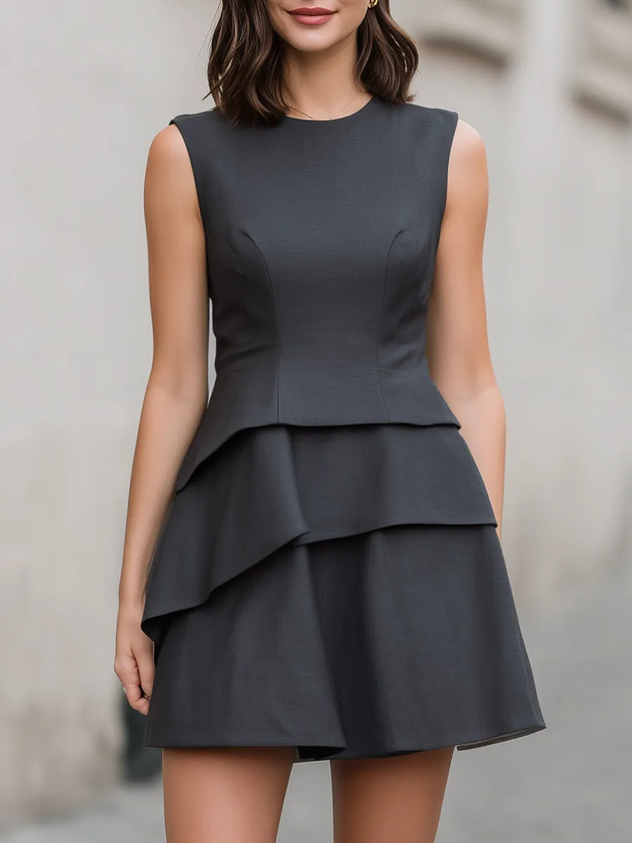 Layered Peplum Sleeveless Mini Dress sold by Mooyius