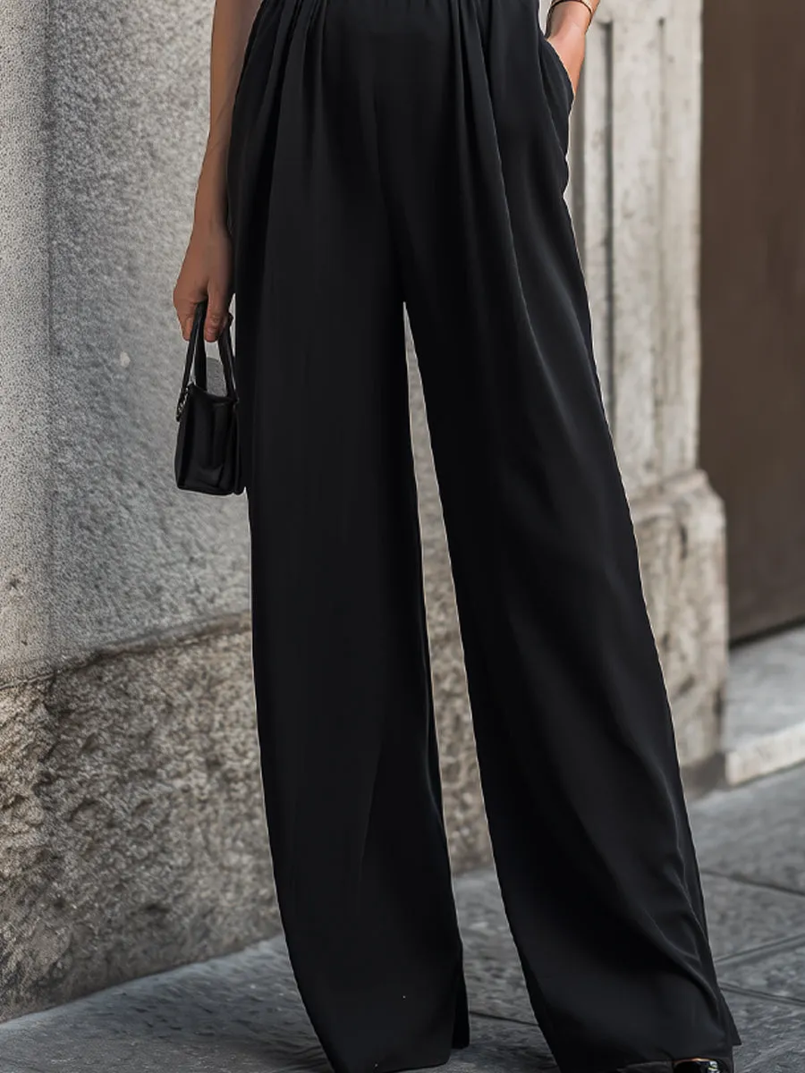 Draped Sweetheart Neck Wide-Leg Jumpsuit sold by Mooyius product image thumbnail 3