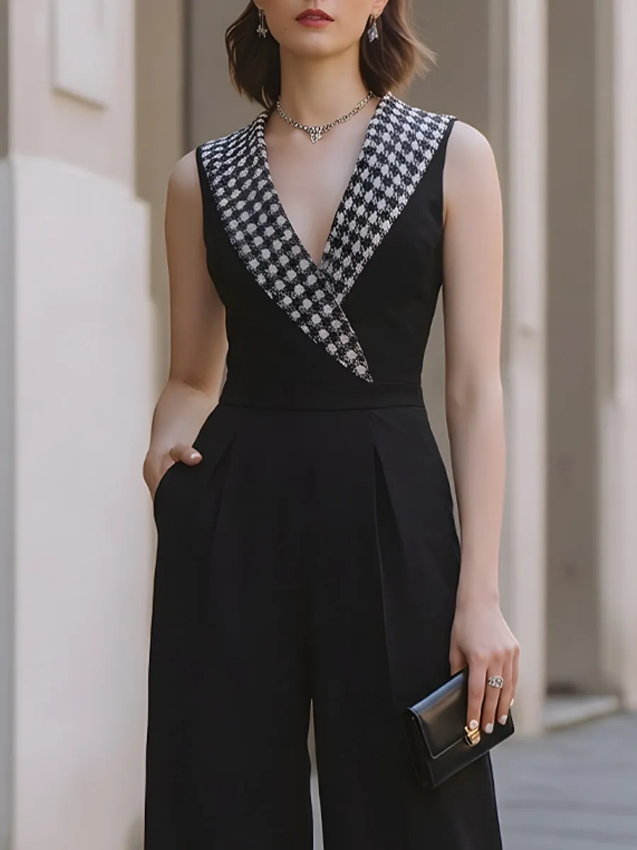 Contrast Trim Sleeveless Wide-Leg Jumpsuit sold by Mooyius product image thumbnail 2