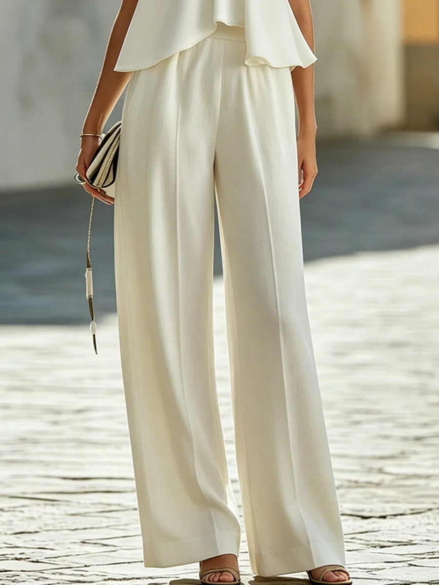 Flowing Halter Neck Layered Top And Wide-Leg Trousers Set sold by Mooyius product image thumbnail 3