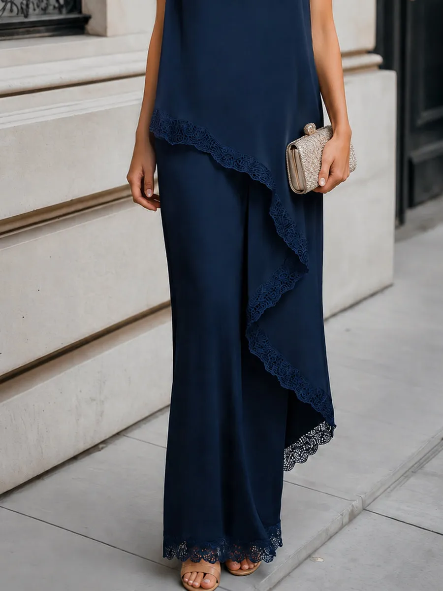 Two-piece Set Acetate Satin Lace-Trim Blouse And Maxi Skirt sold by Mooyius product image thumbnail 3