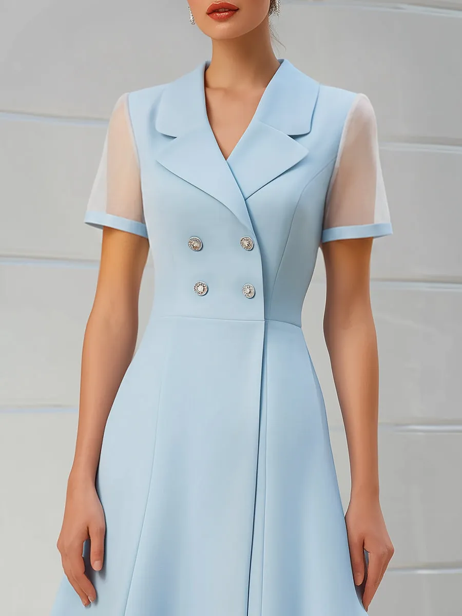 Sheer Short Sleeves Double-Breasted Midi Blazer Dress sold by Mooyius product image thumbnail 3