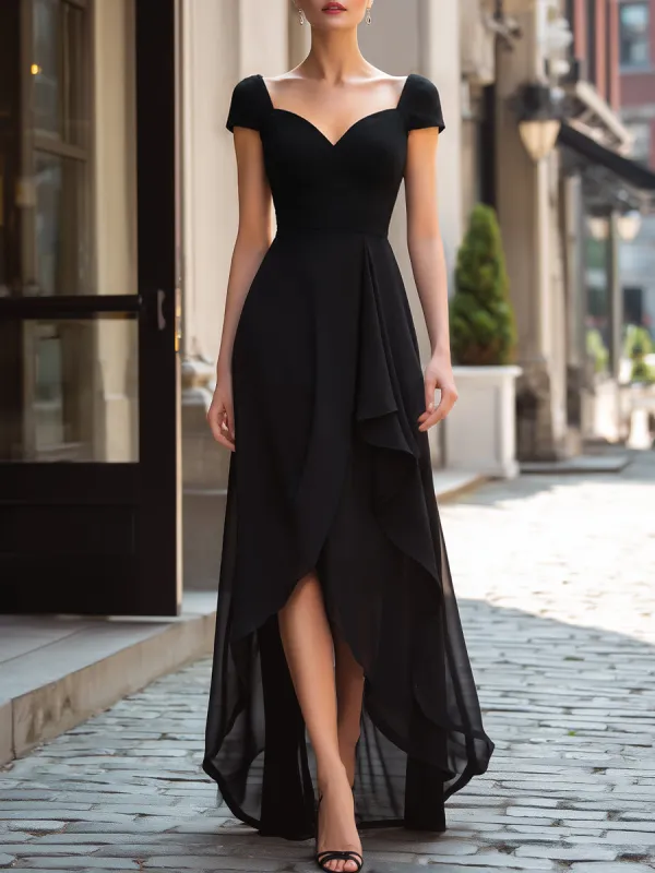 Sweetheart Neck Layered Chiffon High-Low Maxi Dress made by Mooyius