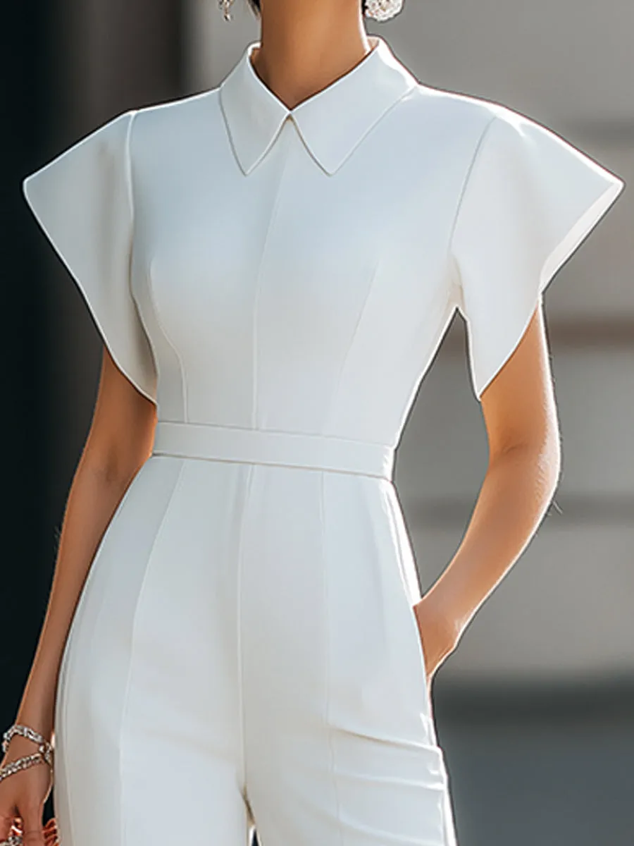 Structured Collar Flutter Sleeve Tailored Jumpsuit sold by Mooyius product image thumbnail 2