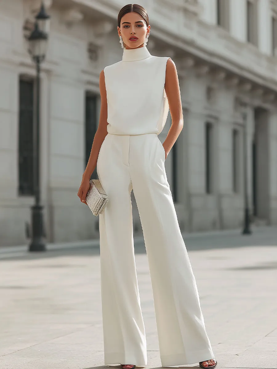 High-Neck Sleeveless Top And Wide-Leg Pants Set sold by Mooyius product image thumbnail 2