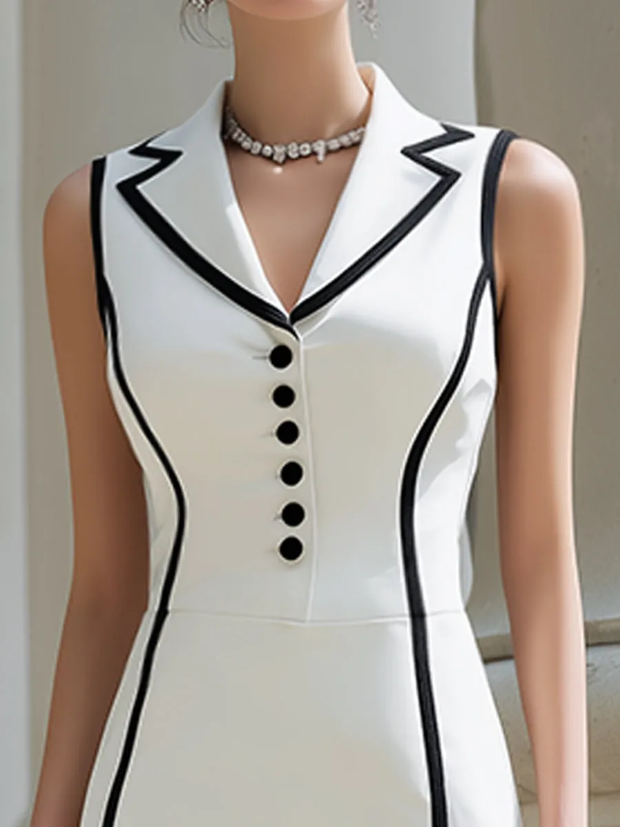 Contrast Trim Tailored Sleeveless Sheath Dress sold by Mooyius product image thumbnail 2