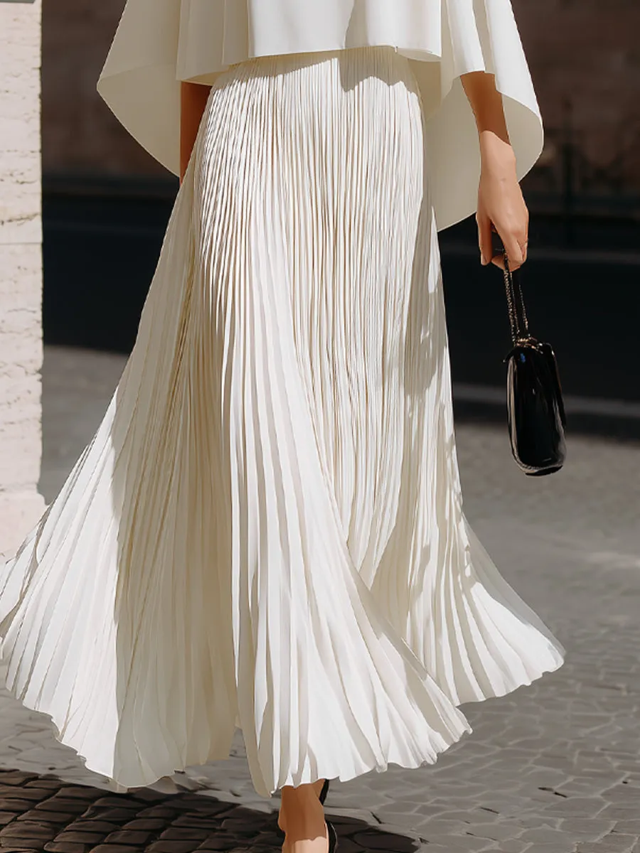 Flowing Cape Sleeve Pleated Maxi Dress sold by Mooyius product image thumbnail 3