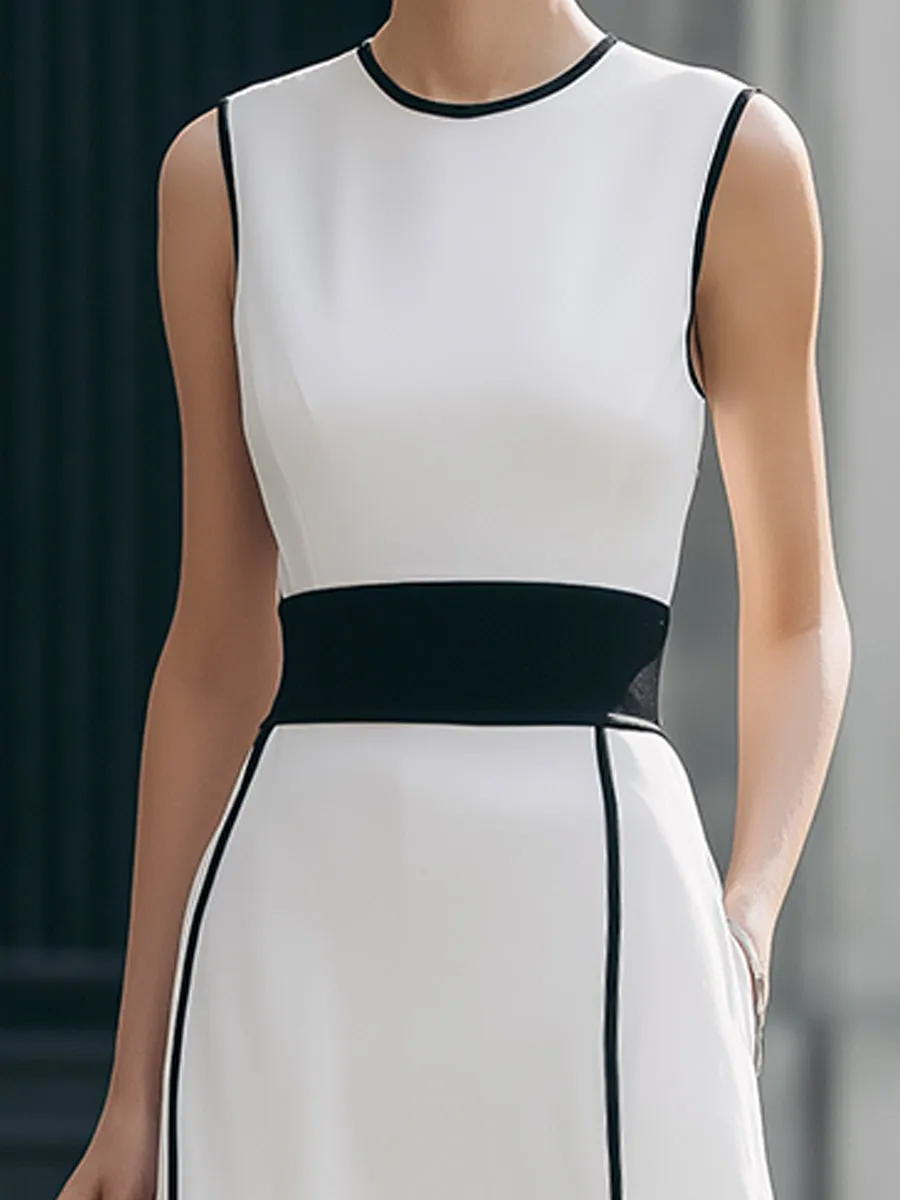Contrast Trim Sleeveless Maxi Dress sold by Mooyius product image thumbnail 2