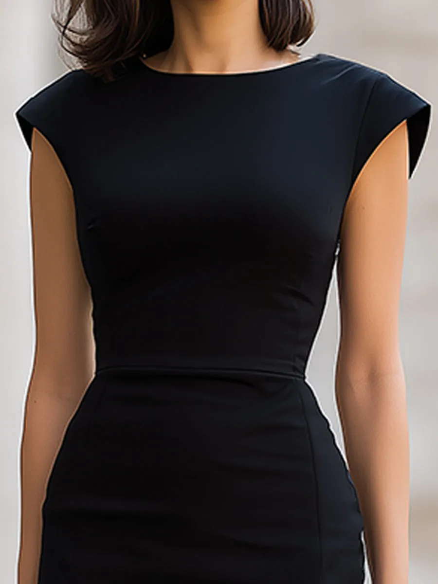 Elegant Cap Sleeve Bodycon Midi Dress sold by Mooyius product image thumbnail 4
