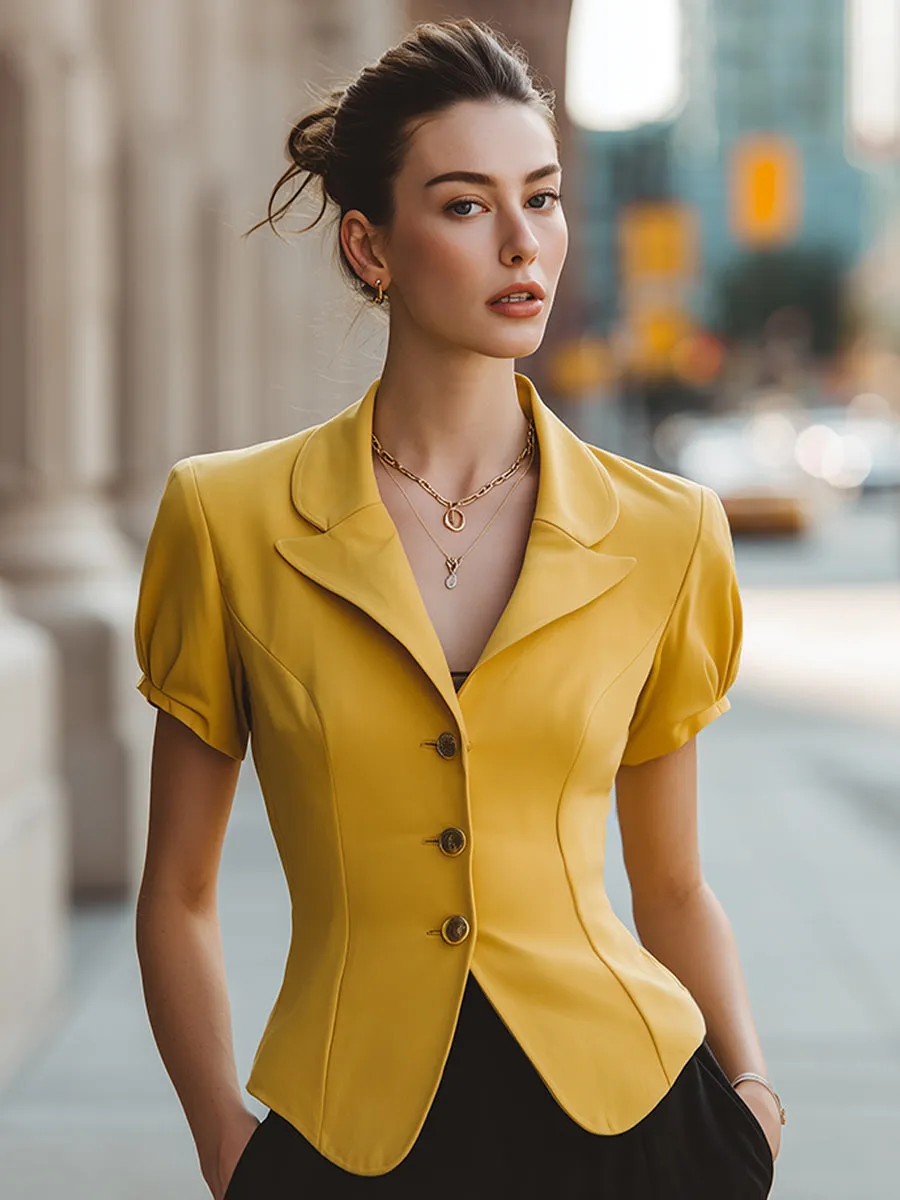 Vintage-Inspired Puff Sleeve Tailored Blazer sold by Mooyius product image thumbnail 2