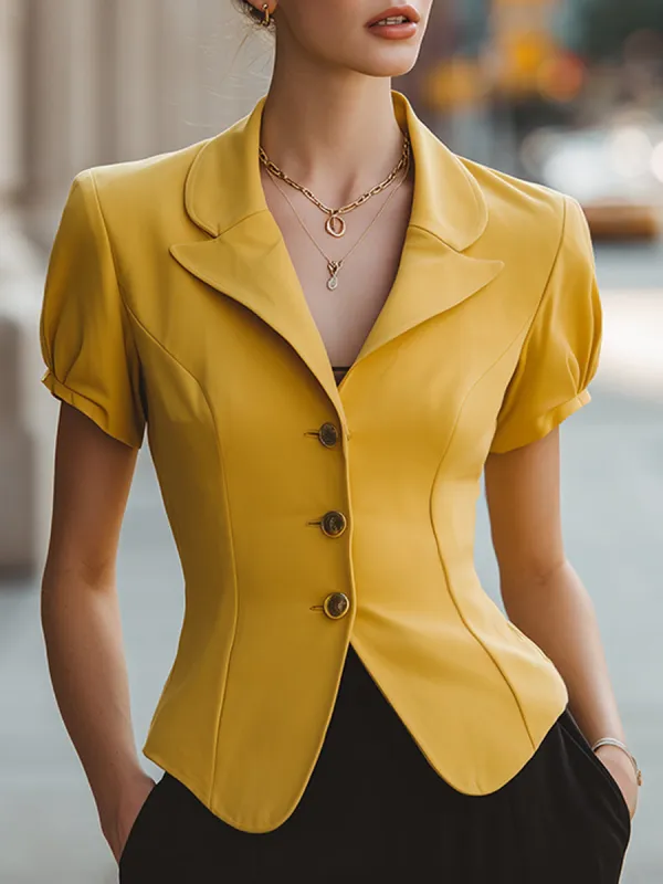 Vintage-Inspired Puff Sleeve Tailored Blazer made by Mooyius