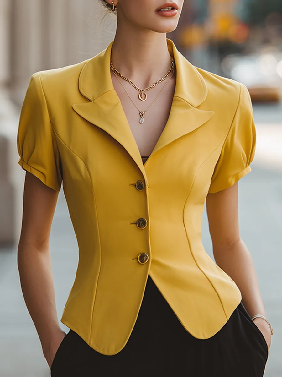 Vintage-Inspired Puff Sleeve Tailored Blazer sold by Mooyius