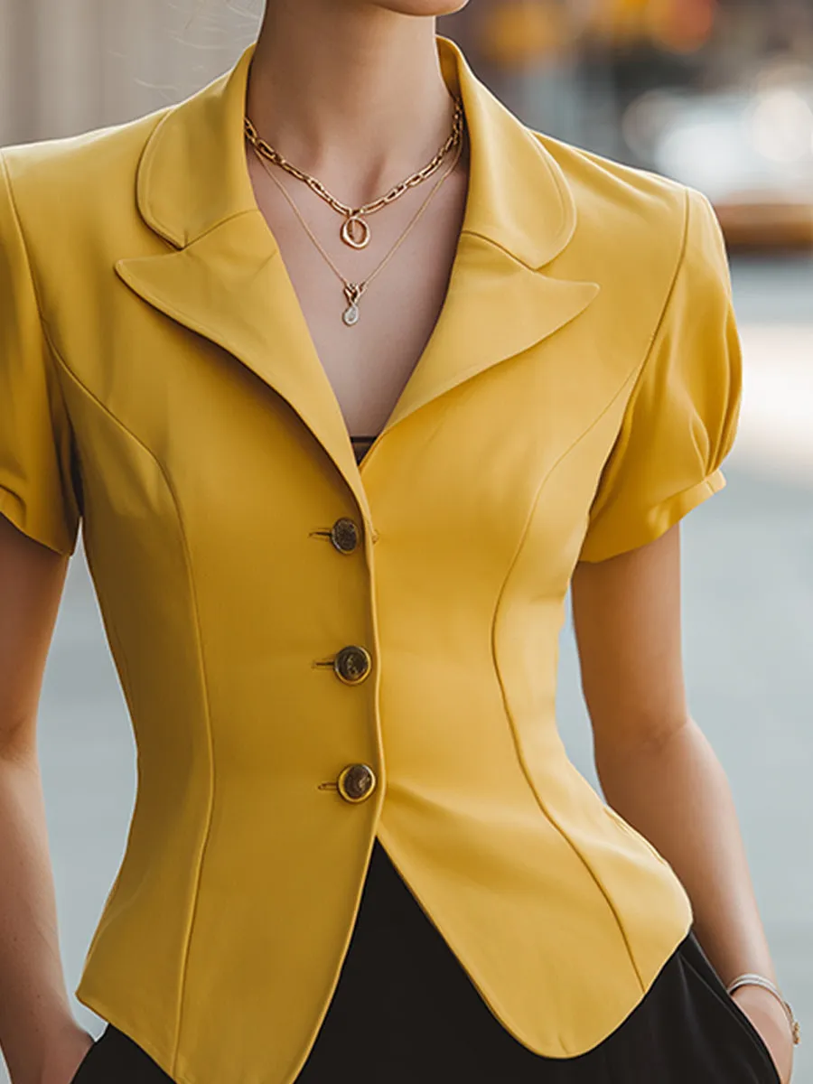 Vintage-Inspired Puff Sleeve Tailored Blazer sold by Mooyius product image thumbnail 3