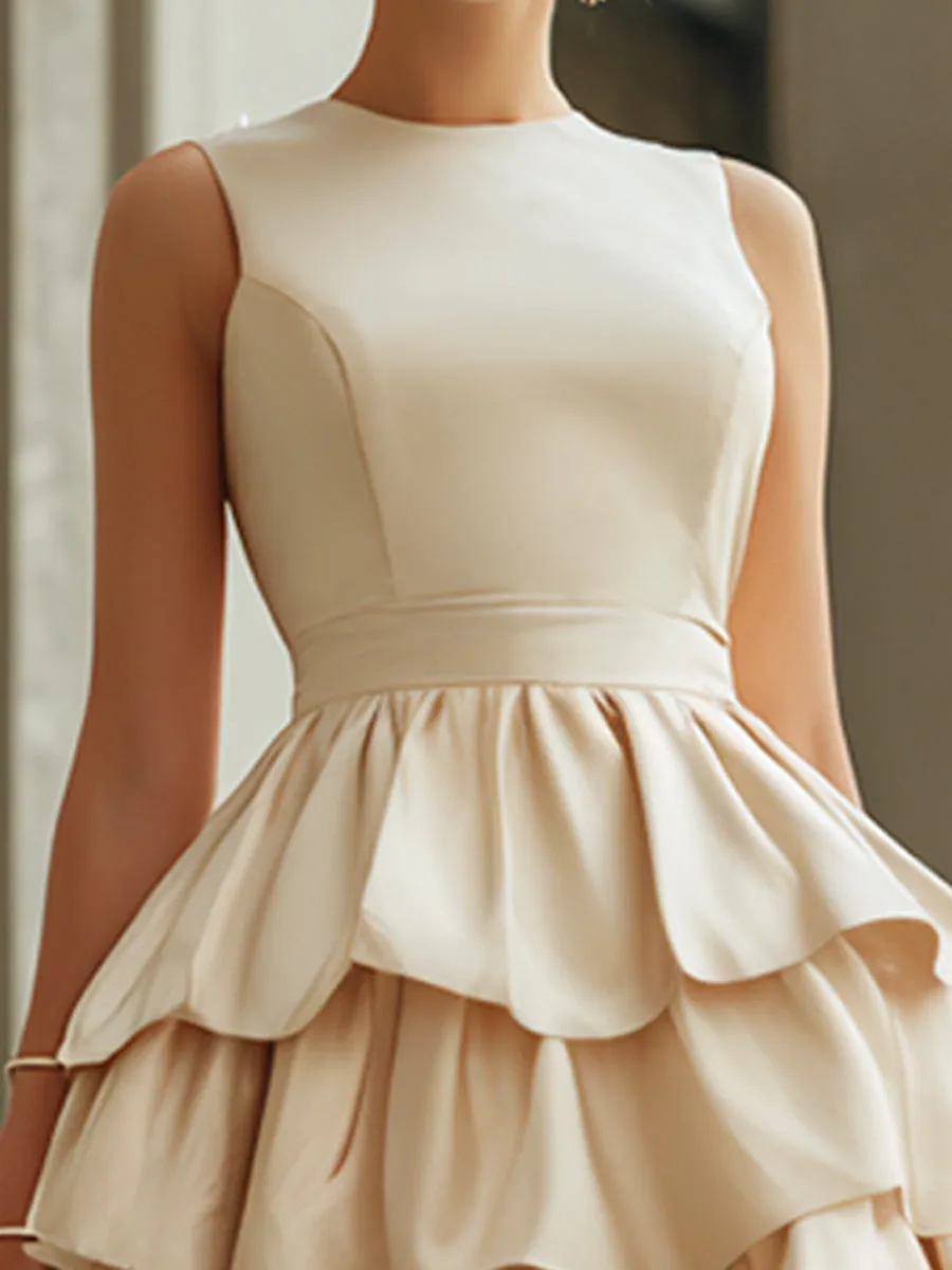 Elegant Tiered Ruffle Sleeveless Mini Dress sold by Mooyius product image thumbnail 2