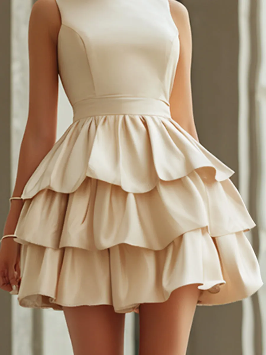 Elegant Tiered Ruffle Sleeveless Mini Dress sold by Mooyius product image thumbnail 3