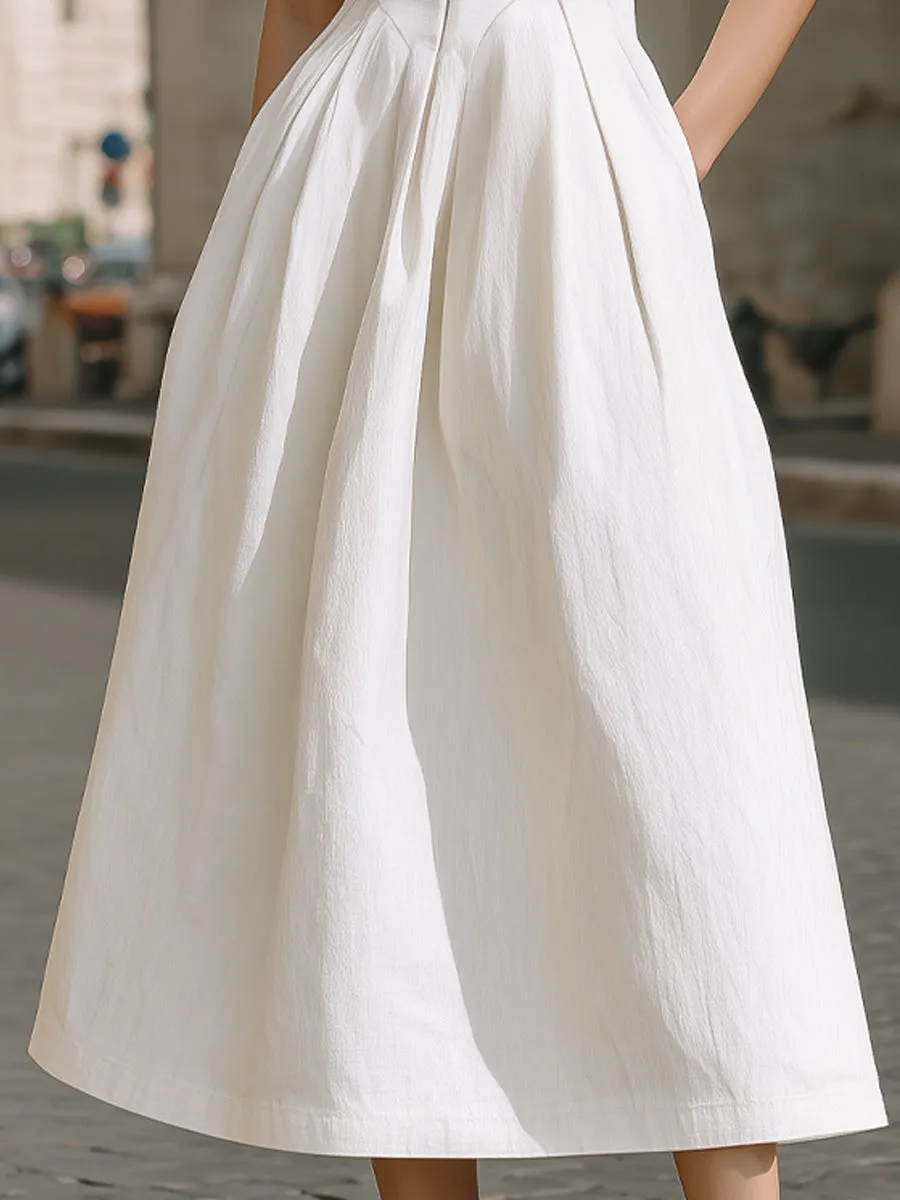 Sleeveless Deep V-Neck Sculpted Midi Dress sold by Mooyius product image thumbnail 3
