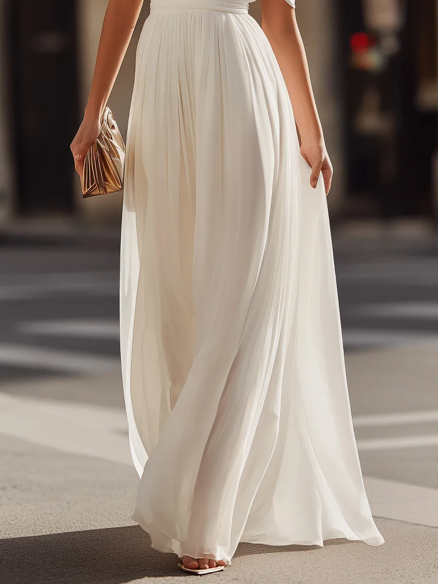 Pleated Halter Neck Cold-Shoulder Maxi Dress With Flowing Silhouette sold by Mooyius product image thumbnail 4