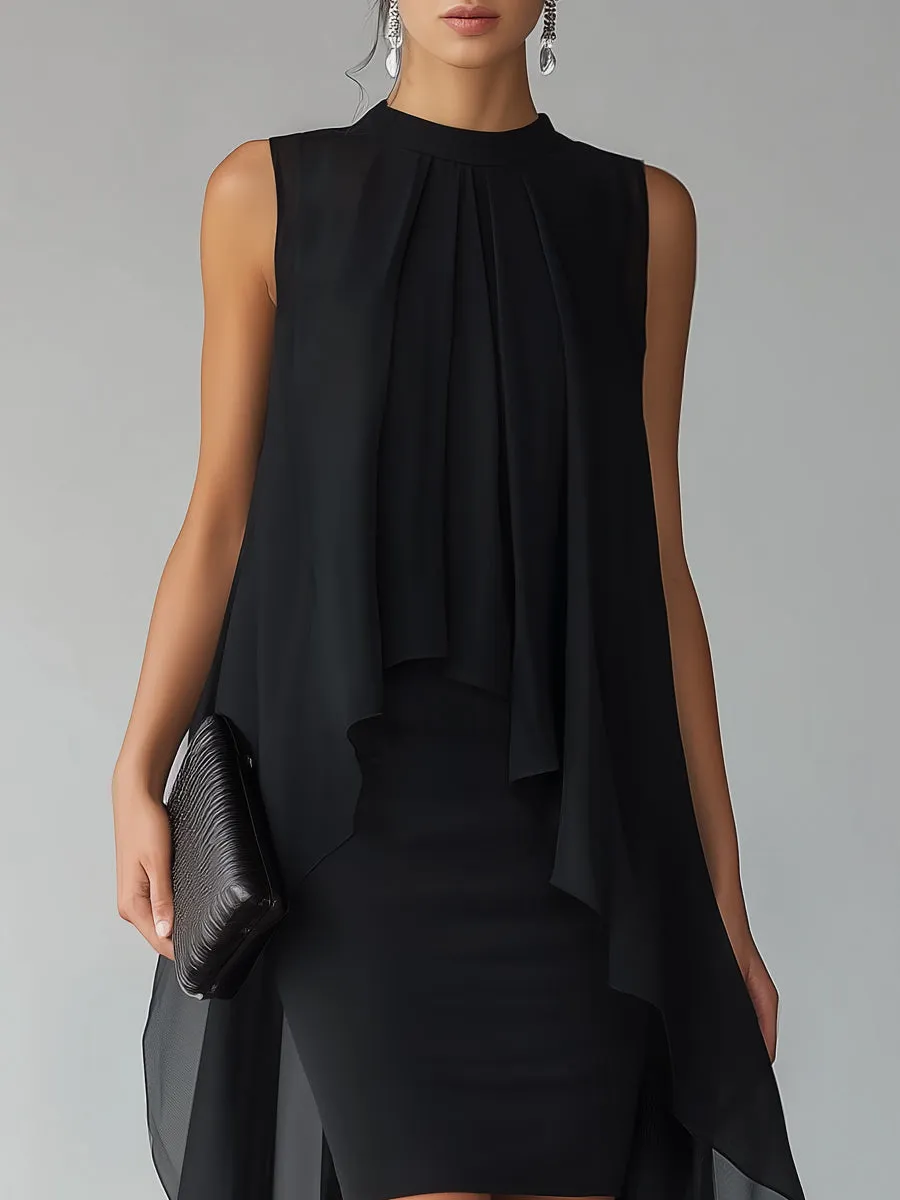 Asymmetrical Layered Chiffon Overlay Cocktail Dress sold by Mooyius product image thumbnail 2