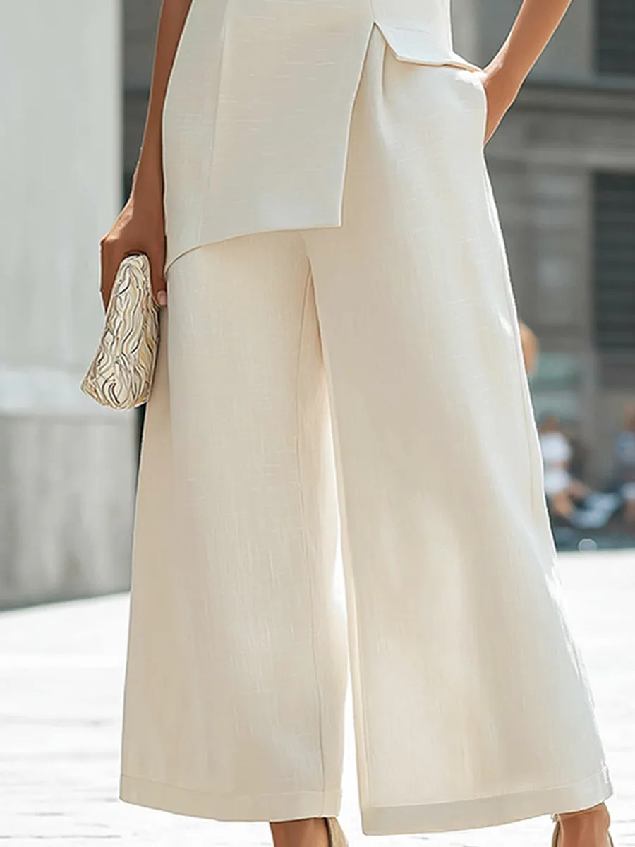 Sleeveless Asymmetrical Overlay Wide-Leg Set sold by Mooyius product image thumbnail 3