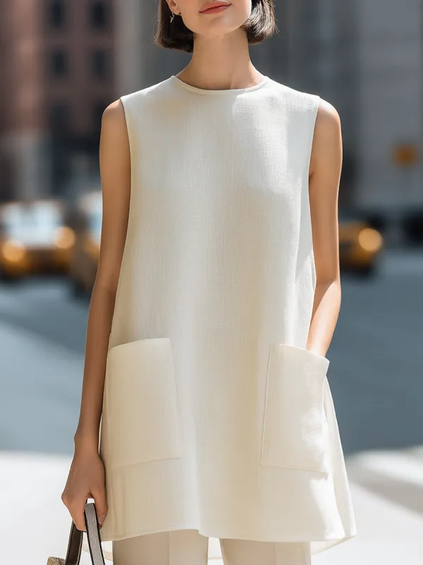 Sleeveless Oversized Pocket Minimalist Tunic Top made by Mooyius