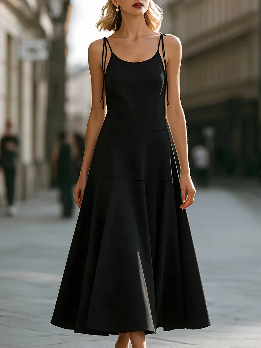 Minimalist Spaghetti Strap Tiered A-Line Midi Dress sold by Mooyius