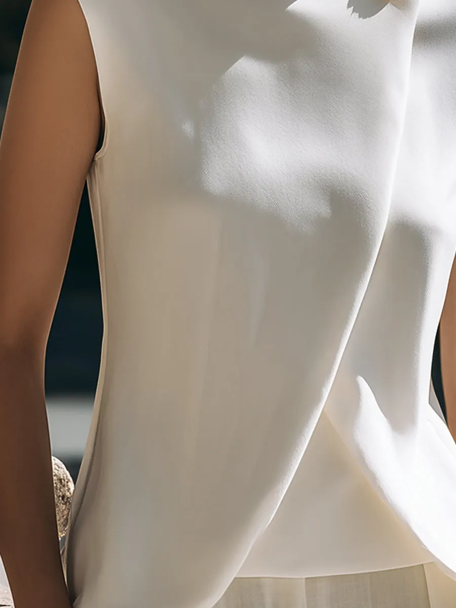 Asymmetric High-Neck Draped Tailored Vest sold by Mooyius product image thumbnail 3