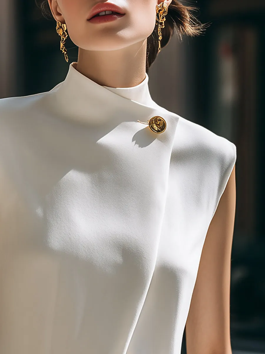Asymmetric High-Neck Draped Tailored Vest sold by Mooyius product image thumbnail 2