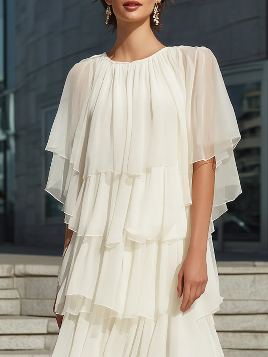Layered Chiffon Ruffle Midi Dress sold by Mooyius product image thumbnail 2