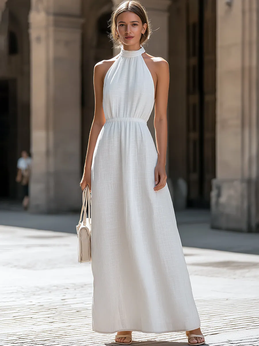 Sleeveless Halter Neck Flowing Maxi Dress sold by Mooyius product image thumbnail 2
