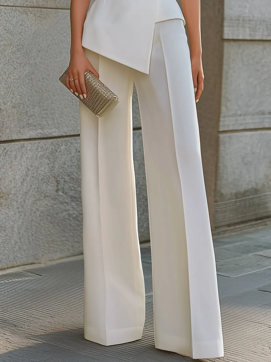 Sleeveless Asymmetric Blazer Vest And Wide-Leg Pants Set sold by Mooyius product image thumbnail 3