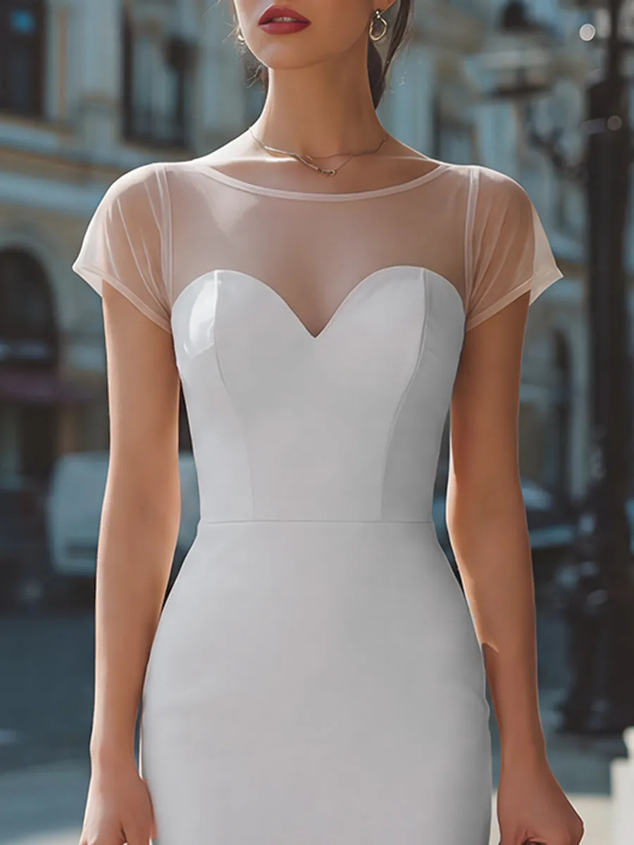 Illusion Mesh Sweetheart Neck Midi Dress sold by Mooyius product image thumbnail 2