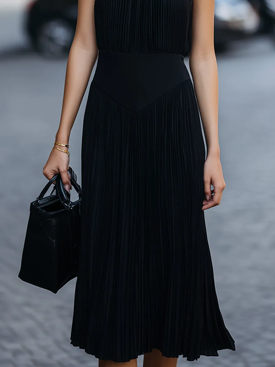Pleated Halter Neck Midi Dress sold by Mooyius product image thumbnail 4