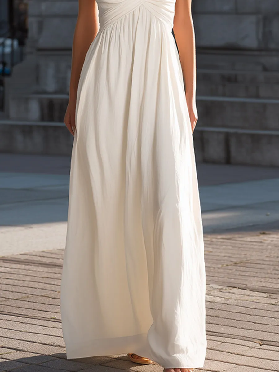 Ruched Halter-Neck Flowing Maxi Dress sold by Mooyius product image thumbnail 3