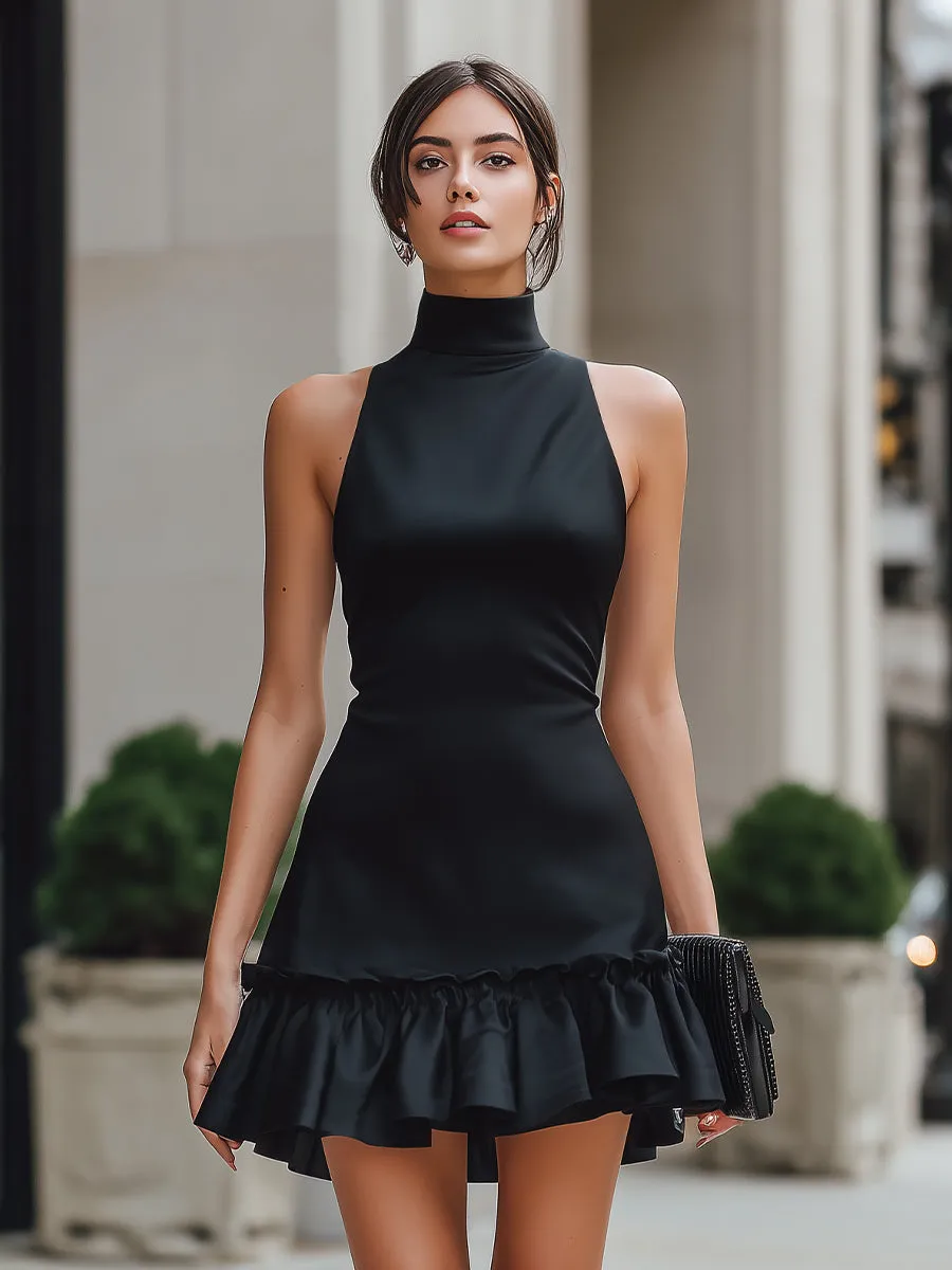 Halter Neck Ruffle Hem Mini Dress sold by Mooyius product image thumbnail 2