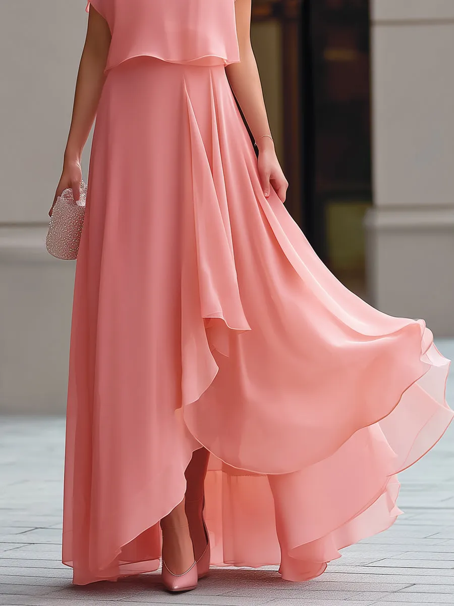 Flowing Overlay Asymmetric Hem Chiffon Maxi Dress sold by Mooyius product image thumbnail 3