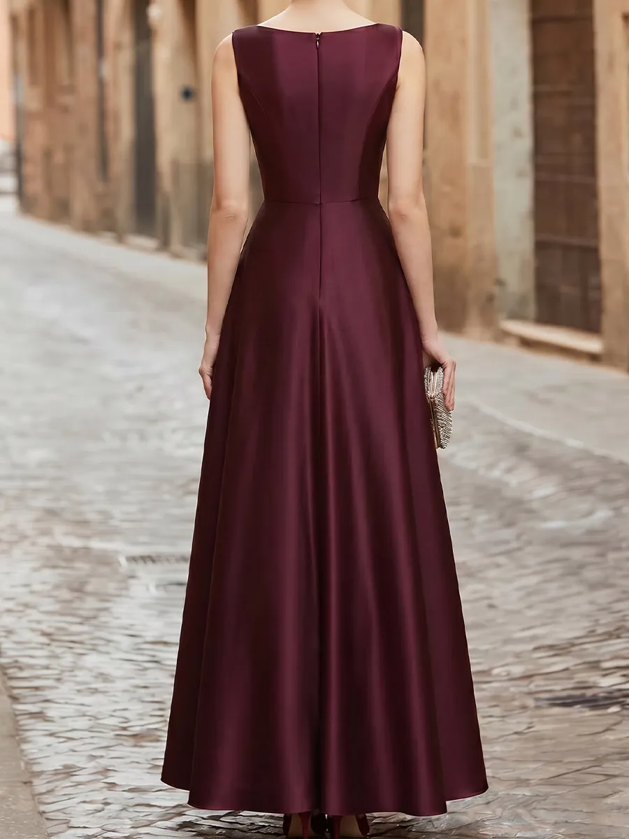 Illusion Neck Satin A-Line Evening Gown sold by Mooyius product image thumbnail 4