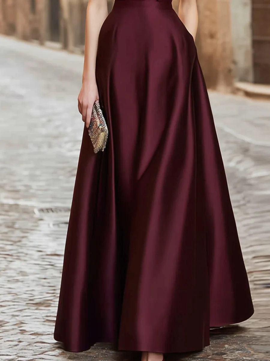 Illusion Neck Satin A-Line Evening Gown sold by Mooyius product image thumbnail 3