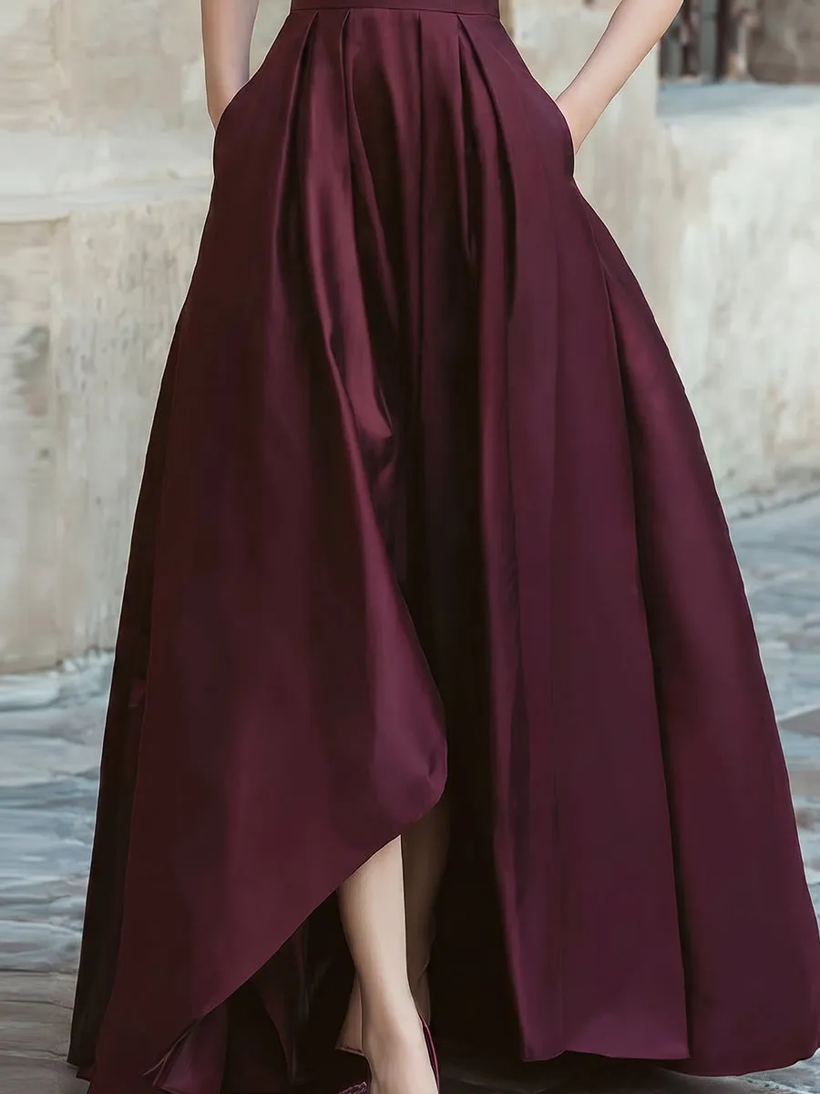 Off-Shoulder Draped High-Low Evening Gown sold by Mooyius product image thumbnail 4