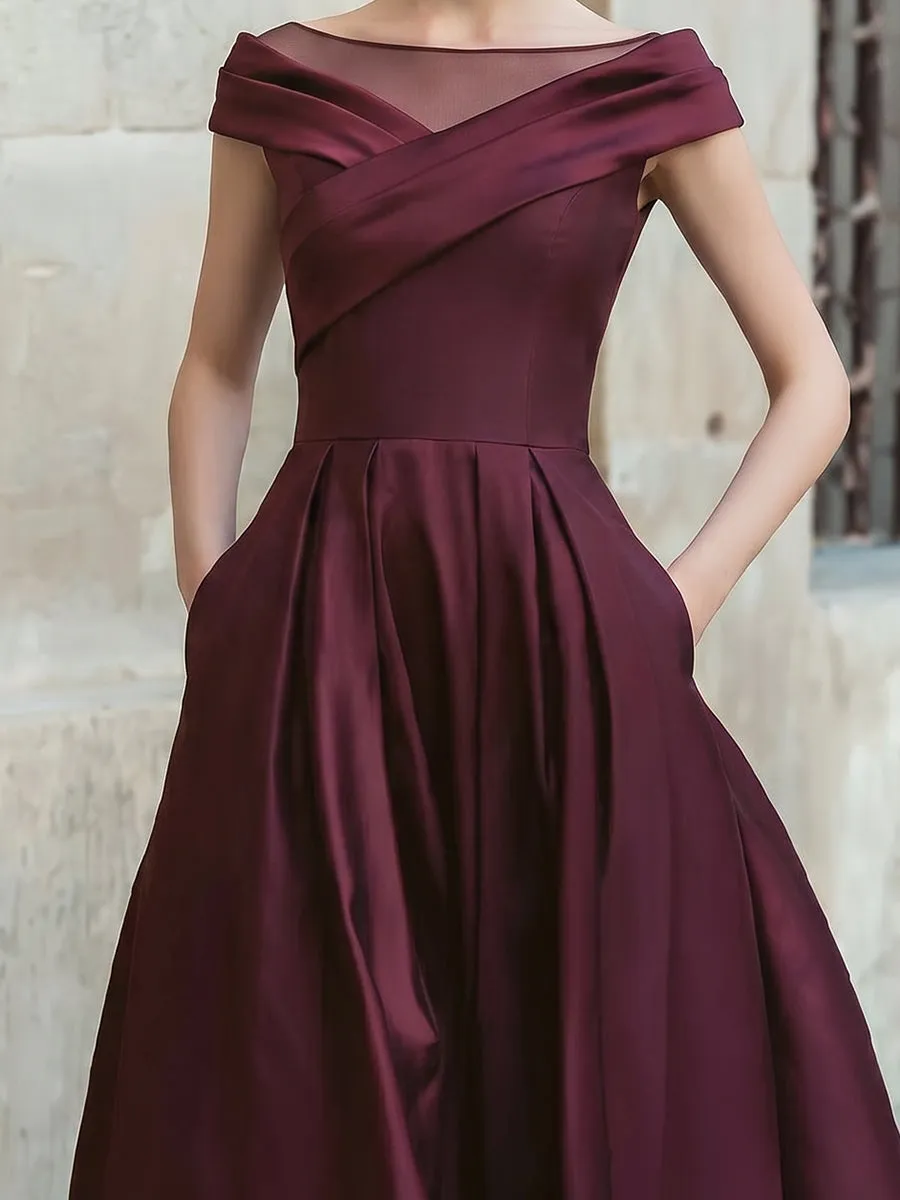Off-Shoulder Draped High-Low Evening Gown sold by Mooyius product image thumbnail 3