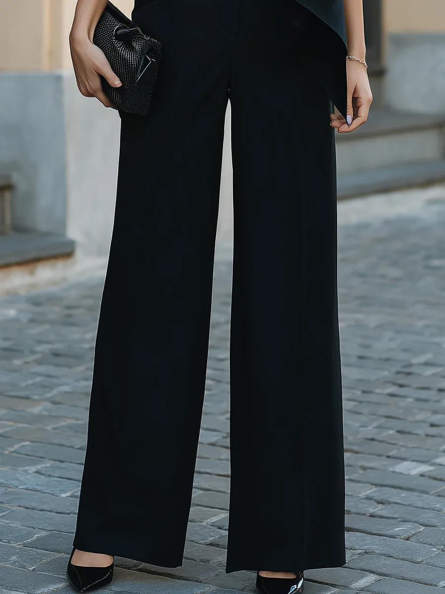 Structured High-Neck Draped Tie Sleeveless Top And Wide-Leg Trousers Set sold by Mooyius product image thumbnail 4