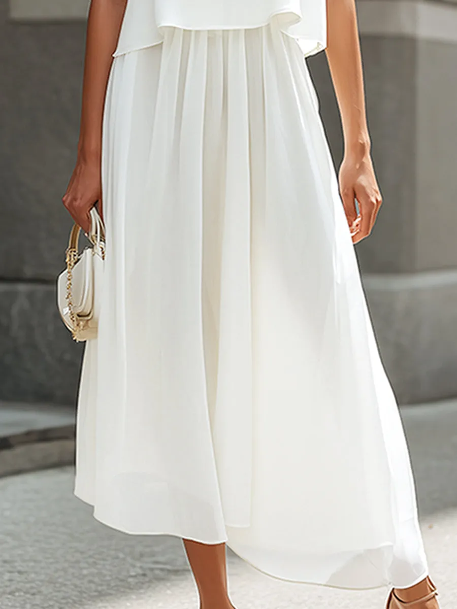 Layered Sleeveless Chiffon Top & Skirt Two-Piece Set sold by Mooyius product image thumbnail 3